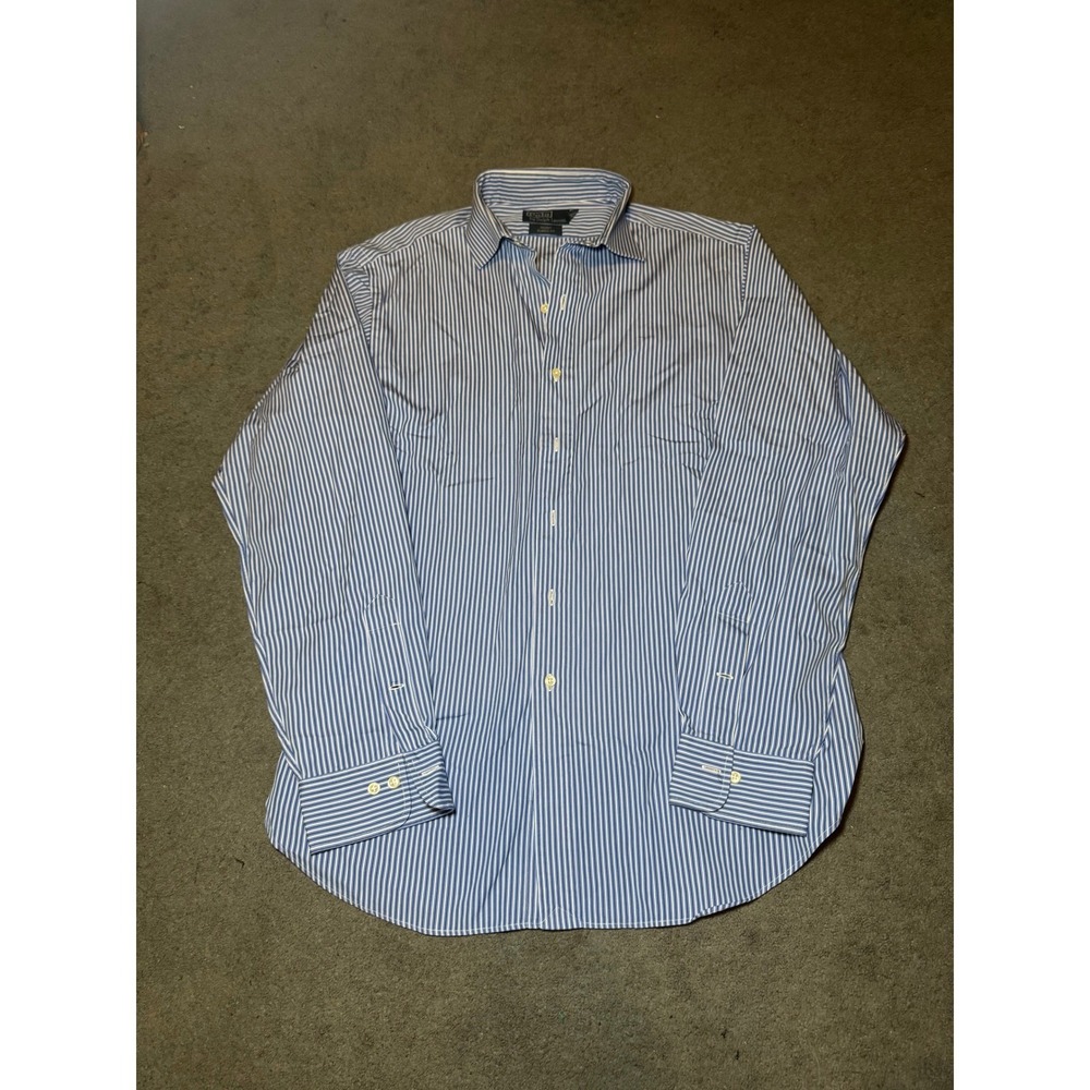 Polo Ralph Lauren Regent Classic Fit Dress Shirt Blue White Mens 17 36/37